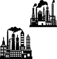 Oil refinary industrial factory silhouette new 2025 trendy unique vector