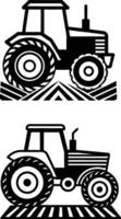 Tractor silhouette set vector