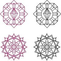 set of four geometric shapes crystal mandala design new 2025 vector