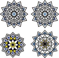 Ancient Moroccan Mosaic Mandala with blue, and white geometric patterns new 2025 vector