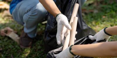 Waste Collection and Eco-Consciousness. Volunteers ensure that their local environment remains clean, dedicating their time to a meaningful initiative. photo