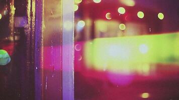 dynamic old film texture and effect with colorful lights, night light leaks with noise and scratches, strobe light flashes with cinematic look video