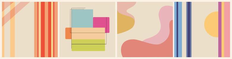 Set of abstract geometric square art backgrounds vector