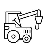A black and white line drawing of a construction vehicle vector