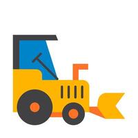 A yellow construction vehicle with a shovel on the front vector