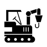 A black and white image of a construction machine vector