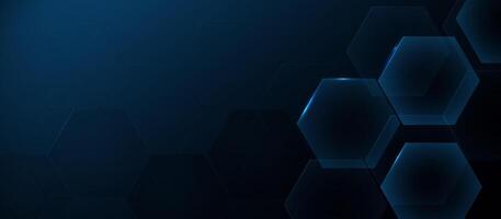 Dark Futuristic Hexagon Background with Blue Glow vector