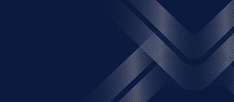 Dark Blue Abstract Background with Curved White Lines vector