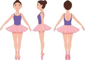 A graceful ballet dancer showcasing different poses in a flat and minimal style, expressing elegance and poise in art vector