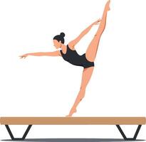 A graceful gymnast performing an elegant pose on a balance beam in a minimal style illustration showcasing athleticism and poise in a dynamic scene vector