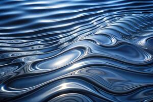 Captivating ripples dance on serene water surface during twilight hours photo