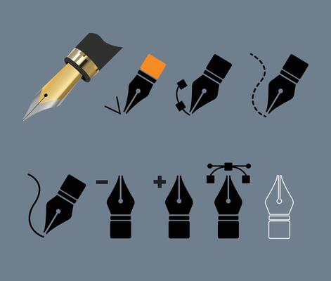 Set of pen tool symbols