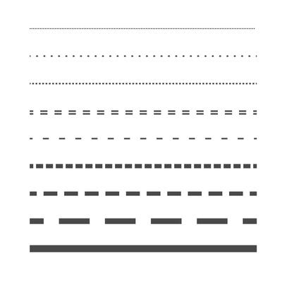 Dash lines in different size and shapes