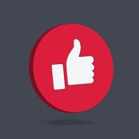 Red round 3d thumb up button vector