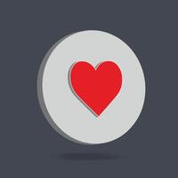 Red round 3d heart button vector