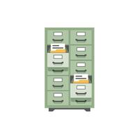 A file cabinet with several files inside vector