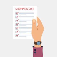 Shopping list with check list, illustration vector