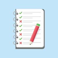 Checklist with pen and checklist icon on blue background vector
