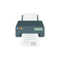 Printer icon on white background with paper and paper vector