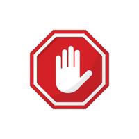 Stop sign with hand icon on white background vector