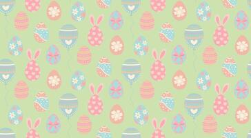Easter eggs and balloon seamless pattern. Colorful pastel painting eggs background. vector