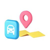 Travel by car map location navigation GPS destination 3d icon realistic illustration vector