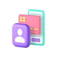Online banking smartphone application payment contact transaction 3d icon realistic vector