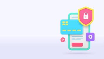 Online banking smartphone application data protection banner copy space illustration vector