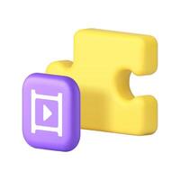 Jigsaw puzzle content solution tutorial analyzing brainstorming 3d icon realistic vector