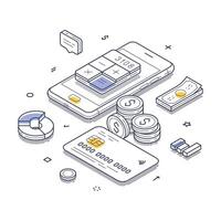 Managing family finances with a budget planning application and digital tools vector
