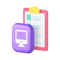 To do list planning efficiency and productivity computer application 3d icon realistic vector