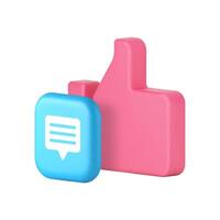 Social media network communication like comment follow subscribe 3d icon realistic vector