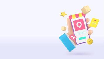 Online shopping marketplace order delivery smartphone application banner copy space vector