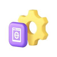 Computer browser settings option setup configuration 3d icon realistic illustration vector