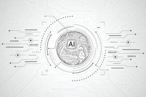 Abstract artificial intelligence circuit line design. Machine learning. Smart network digital technology. AI. illustration vector