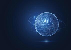 Abstract artificial intelligence global network connection. Digital technology lline composition concept of global business. Illustration vector