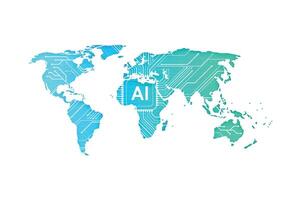 Abstract global artificial intelligence network connection circuit design. Global business design. Illustration vector