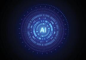 Artificial intelligence circle chipset on circuit board in futuristic concept technology artwork design for web, banner, card, cover. illustration vector