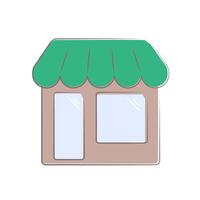 Simple market icon with green roof and large windows vector