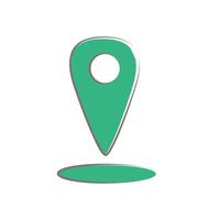 Green map pin icon on white background for location services and navigation vector