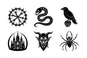 Dark and Symbolic Icons Set for Gothic or Horror Design vector