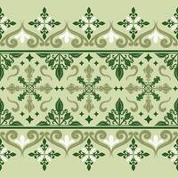 Artistic Fairy Matcha Green Victorian Element Design with Delicate Scroll Ornament Stripe. Starry Luxury Rococo Border Pattern Design for Interior Decoration Cover Wallpaper Branding Apparel Fabric vector