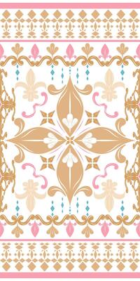 Fancy Brilliant Starry Golden Florals with Srcoll Ornament Stripe Decoration Elegance Silk Weaves Embroidery Lily Fleur de lis Geometric Border Design Luxury Victorian Lace Jacquard Handicraft Pattern