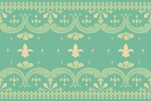 Classic Abstract Fleur de lis Design with Geometric for Elegance Vibe Elaborate Scroll Ornament Florals Element Border Pattern as Beautiful Monogram Petals Leaves Scarf Apparel Fabrics Royal Silk Lace vector