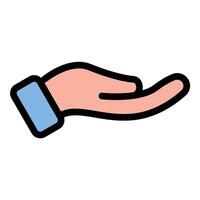 Hand icon flat line style illustration representing gestures or actions, suitable for user interfaces, accessibility features, and communication apps. vector