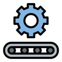 Conveyor belt icon flat line style illustration representing automated material handling, suitable for manufacturing, logistics, and industrial automation applications. vector