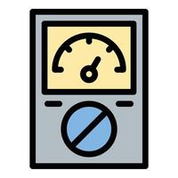 Voltmeter icon flat line style illustration representing electrical potential measurement, suitable for electronics, engineering, and circuit testing applications. vector