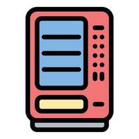 Vending machine icon flat line style illustration representing automated retail and self-service, suitable for convenience stores, offices, and public spaces. vector