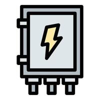 Fuse Box icon flat line style illustration representing an electrical panel that houses fuses to protect circuits, suitable for electrical safety, home wiring, and engineering applications. vector