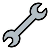 Wrench icon flat line style illustration representing tools, repair, and maintenance, suitable for engineering, mechanics, and construction. vector